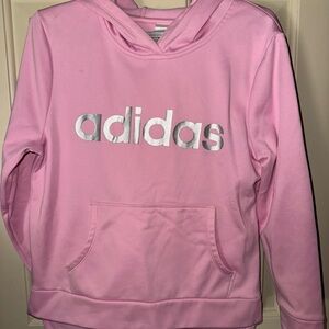 Adidas Pink and Silver Sweatshirt Hoodie